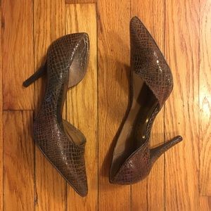 New York Transit Brown Snakeskin Heels 2.5”- 7